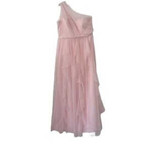 Bobbin Net One Shoulder Flange Bridesmaid Dress White by Vera Wang size 14